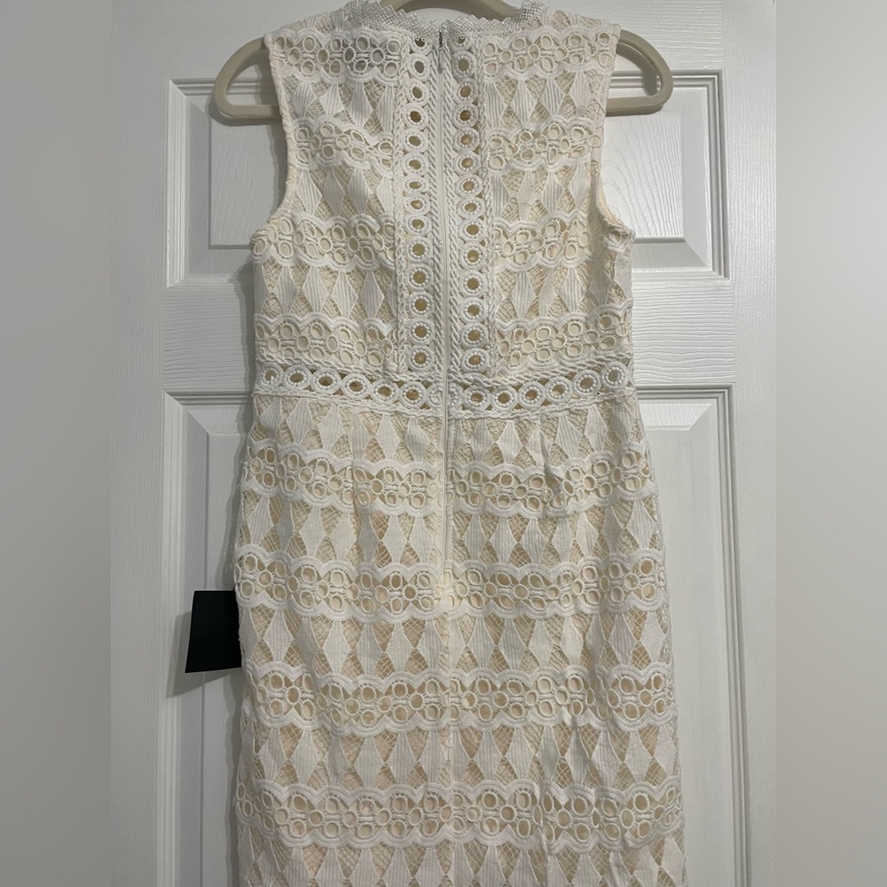 NWT Lulu’s White & Cream Crochet Sleeveless Dress, Size M, Bridal Shower Dress - Picture 8 of 11